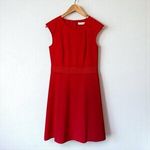 Tory Burch Megan A-Line Red Dress with Cap Sleeves Womens Size 4 Preppy Office